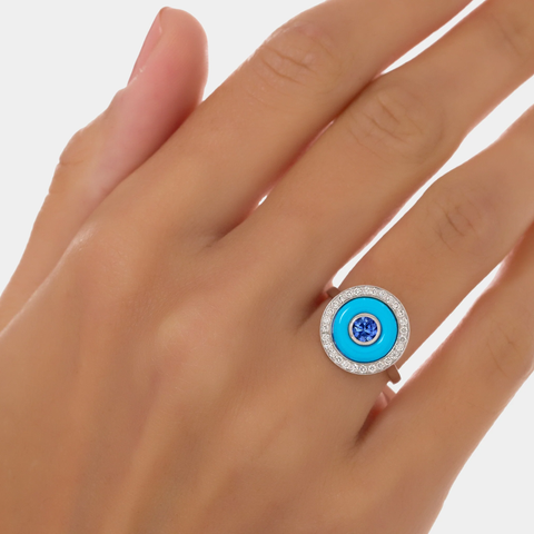 BOHO EARTH RING MEDIUM TURQUOISE