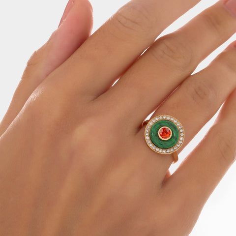 BOHO EARTH RING MEDIUM MALACHITE