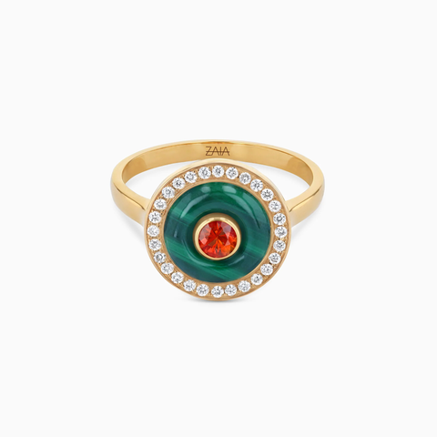 BOHO EARTH RING MEDIUM MALACHITE