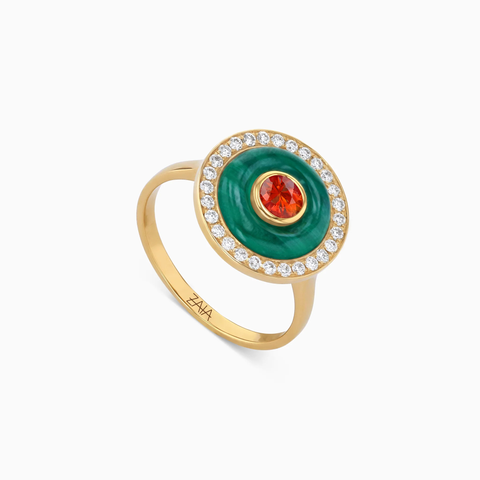 BOHO EARTH RING MEDIUM MALACHITE