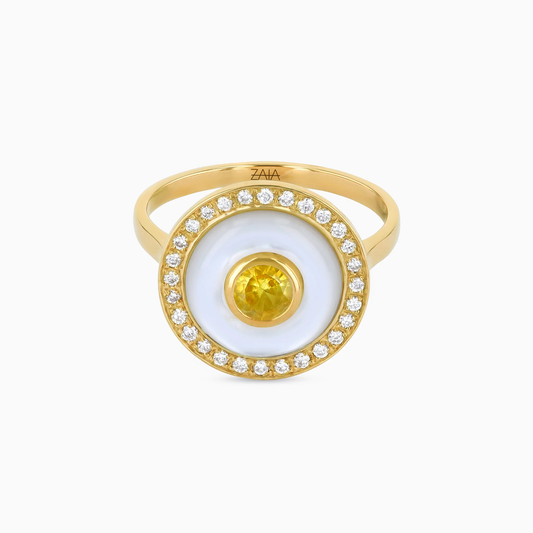 BOHO EARTH RING MEDIUM PEARL