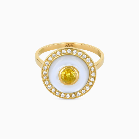BOHO EARTH RING MEDIUM PEARL